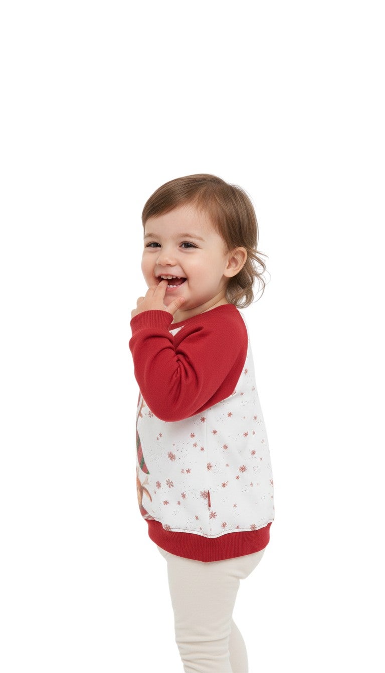 Bongo Kids Wear Plain Casual Milton Sweatshirt for Girls - White Red - Image 2