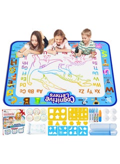 Jasonwell Aqua Water Doodle Mat 40 X 32 Inches Large Magic Drawing Doodling Mat Coloring Mat Educational Toys Christmas Birthday Gifts For Kids Toddler Boys Girls Age 2 3 4 5 6 7 8 Year Old (Alphabet)  - Image 1