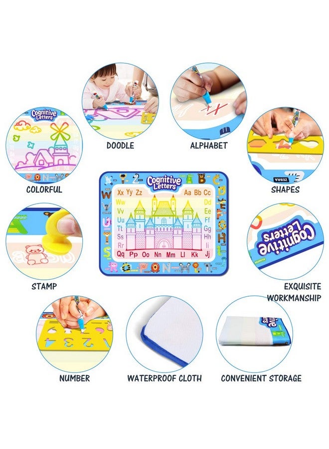 Jasonwell Aqua Water Doodle Mat 40 X 32 Inches Large Magic Drawing Doodling Mat Coloring Mat Educational Toys Christmas Birthday Gifts For Kids Toddler Boys Girls Age 2 3 4 5 6 7 8 Year Old (Alphabet) - Image 4