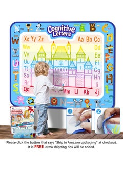 Jasonwell Aqua Water Doodle Mat 40 X 32 Inches Large Magic Drawing Doodling Mat Coloring Mat Educational Toys Christmas Birthday Gifts For Kids Toddler Boys Girls Age 2 3 4 5 6 7 8 Year Old (Alphabet)  - Image 2