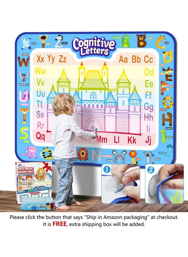Jasonwell Aqua Water Doodle Mat 40 X 32 Inches Large Magic Drawing Doodling Mat Coloring Mat Educational Toys Christmas Birthday Gifts For Kids Toddler Boys Girls Age 2 3 4 5 6 7 8 Year Old (Alphabet) - Image 2