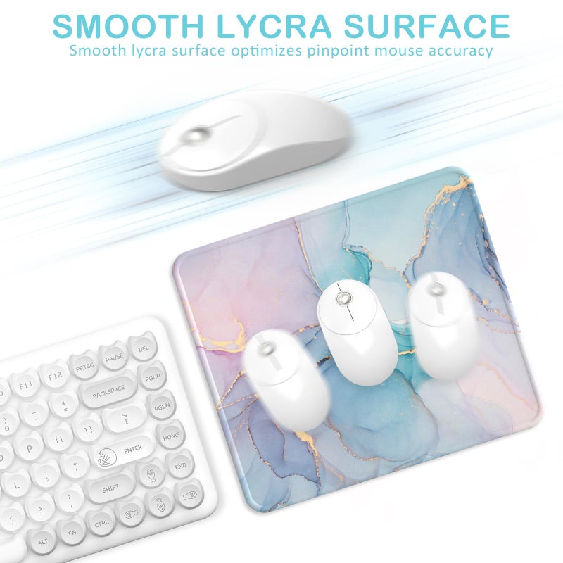 eulps Mouse Pad with Stitched Edge, Multiple Patterns Computer Mouse Pads with Non-Slip Rubber Base, Washable Cloth Mousepad, for Gaming, Laptop, PC (Blue Blush Marble) - Image 4