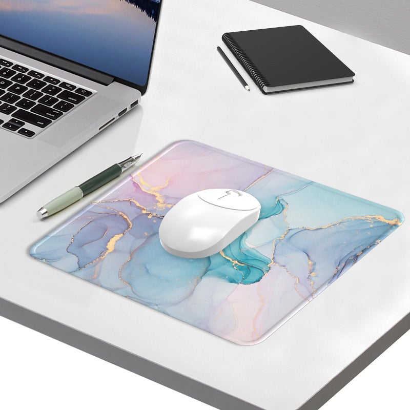 eulps Mouse Pad with Stitched Edge, Multiple Patterns Computer Mouse Pads with Non-Slip Rubber Base, Washable Cloth Mousepad, for Gaming, Laptop, PC (Blue Blush Marble) - Image 3