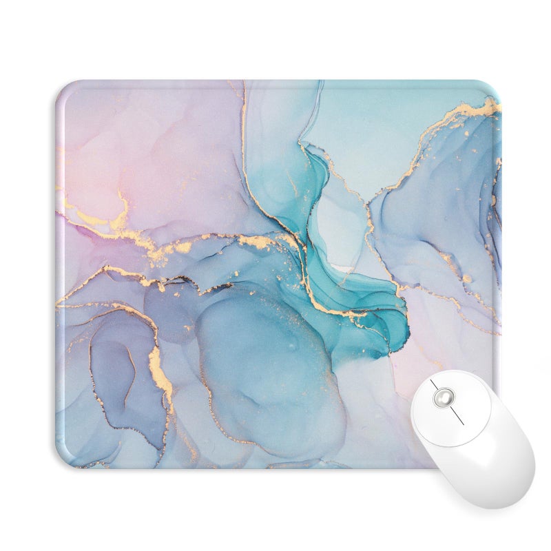 eulps Mouse Pad with Stitched Edge, Multiple Patterns Computer Mouse Pads with Non-Slip Rubber Base, Washable Cloth Mousepad, for Gaming, Laptop, PC (Blue Blush Marble) - Image 1