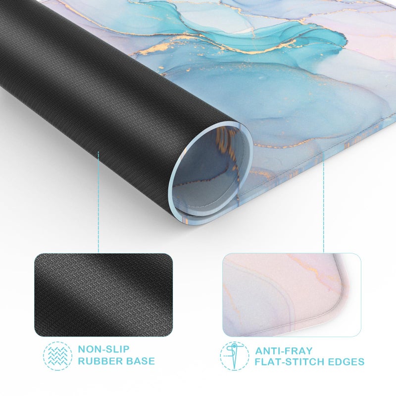 eulps Mouse Pad with Stitched Edge, Multiple Patterns Computer Mouse Pads with Non-Slip Rubber Base, Washable Cloth Mousepad, for Gaming, Laptop, PC (Blue Blush Marble) - Image 5
