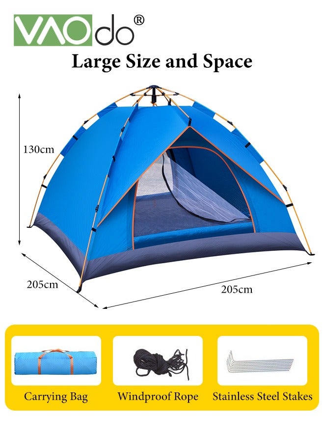 3-4 Person Camping Sun Protection Tent with Carrying Bag, Automatic Tents for Camping Waterproof Family Camping Tent, Easy Set Up Tent, Portable Windproof With Mosquito Net Tent for Camping Hiking Traveling