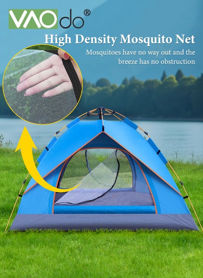 3-4 Person Camping Sun Protection Tent with Carrying Bag, Automatic Tents for Camping Waterproof Family Camping Tent, Easy Set Up Tent, Portable Windproof With Mosquito Net Tent for Camping Hiking Traveling