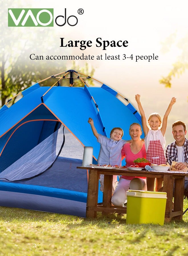 3-4 Person Camping Sun Protection Tent with Carrying Bag, Automatic Tents for Camping Waterproof Family Camping Tent, Easy Set Up Tent, Portable Windproof With Mosquito Net Tent for Camping Hiking Traveling