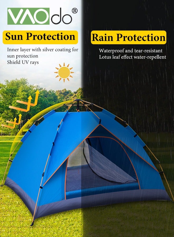 3-4 Person Camping Sun Protection Tent with Carrying Bag, Automatic Tents for Camping Waterproof Family Camping Tent, Easy Set Up Tent, Portable Windproof With Mosquito Net Tent for Camping Hiking Traveling