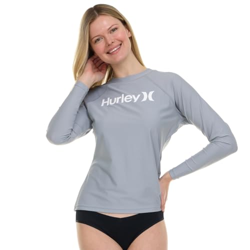 Hurley Rash Guard for Women Womens Rash Guard Long Sleeve Shirts Rashguard Swim Shirt Women UPF 50 SPF UV Protection Silver - Image 3