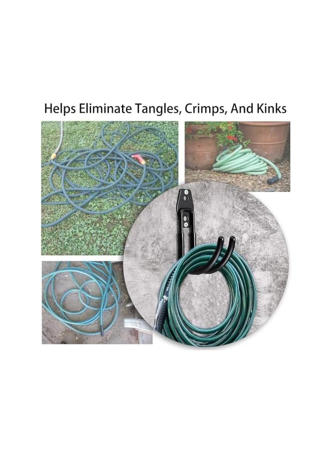 erorex Garage Hooks, Wall Mount Garden Hose Holder Heavy Garage Storage Hook Wall Mount Garage Hanger for Outside for Hanging Outdoor Air Hose Ropes Pipes Garden Tools Ladders Bikes Bulk Items(Black) - Image 4