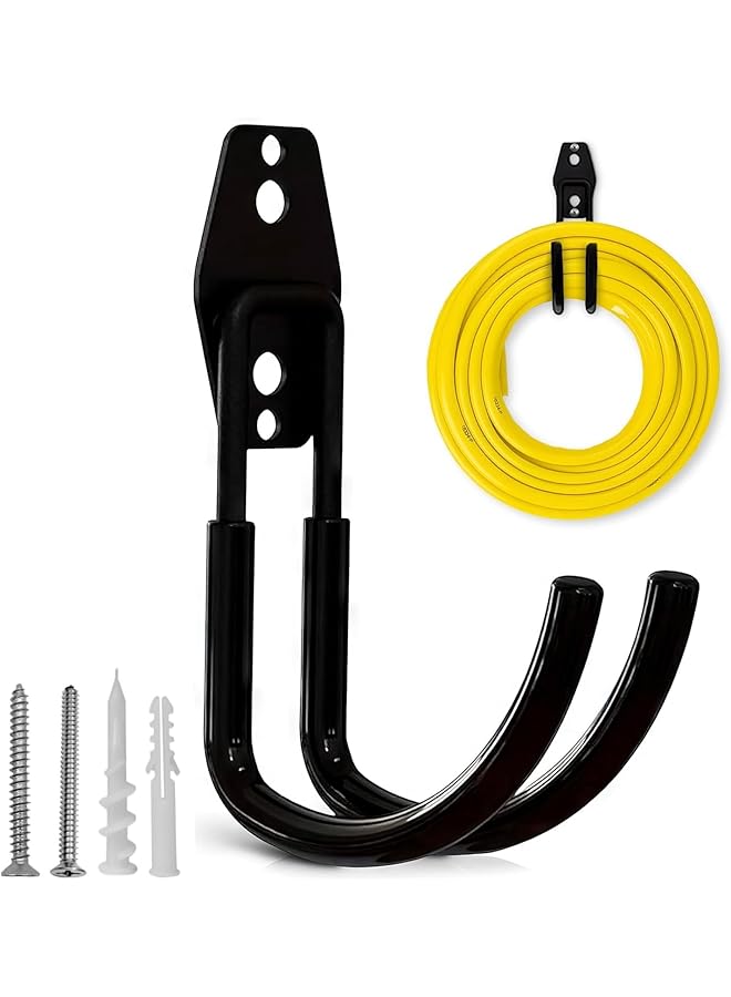 erorex Garage Hooks, Wall Mount Garden Hose Holder Heavy Garage Storage Hook Wall Mount Garage Hanger for Outside for Hanging Outdoor Air Hose Ropes Pipes Garden Tools Ladders Bikes Bulk Items(Black) - Image 1