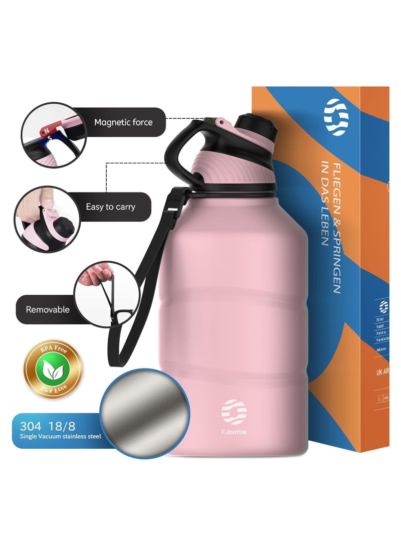 FjBottle زجاجة مياه رياضية كبيرة الحجم بسعة 2.2 لتر (74 أونصة) من FEIJIAN زجاجة مياه من الفولاذ المقاوم للصدأ بطبقة واحدة بتصميم أنيق للغطاء المغناطيسي - Image 4