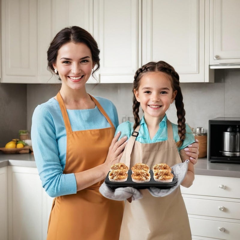 Duomama Steel Muffin Pan - Bake Cupcakes and Cheesecakes! Non-Stick Baking Tools. 2 Packs, 6 Cups Each. Black - Image 3