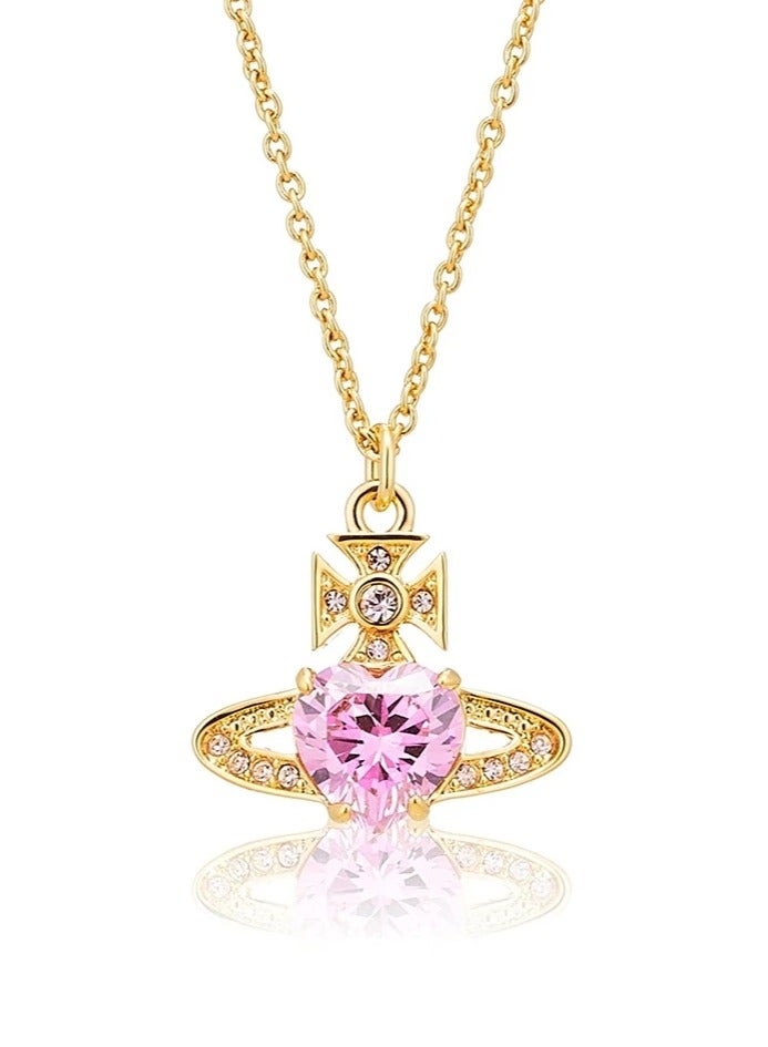 Vivienne Westwood Ariella Light Pink Diamond Heart Necklace - Image 2