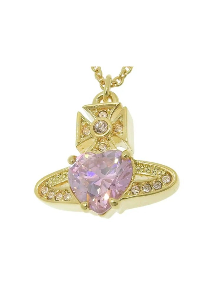 Vivienne Westwood Ariella Light Pink Diamond Heart Necklace - Image 1