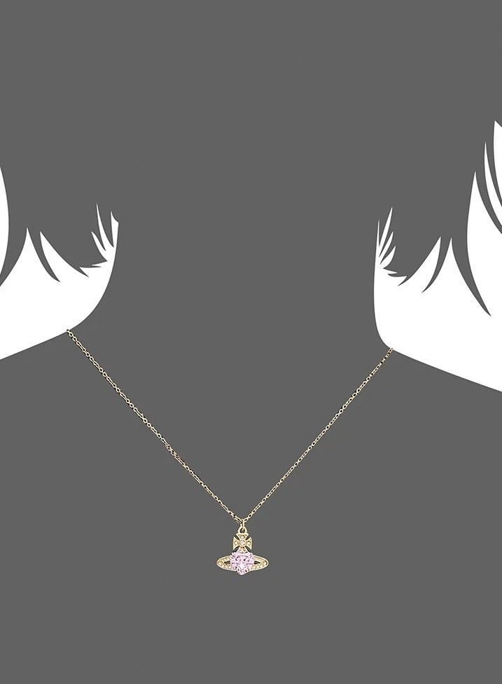 Vivienne Westwood Ariella Light Pink Diamond Heart Necklace - Image 5