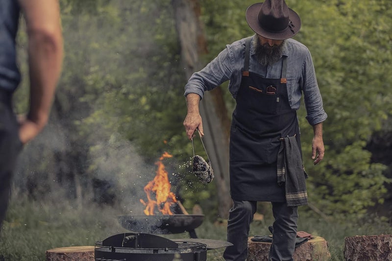 BareBones Chef Grilling Apron - Heavy-Duty Cotton Canvas with Leather Details - Image 4
