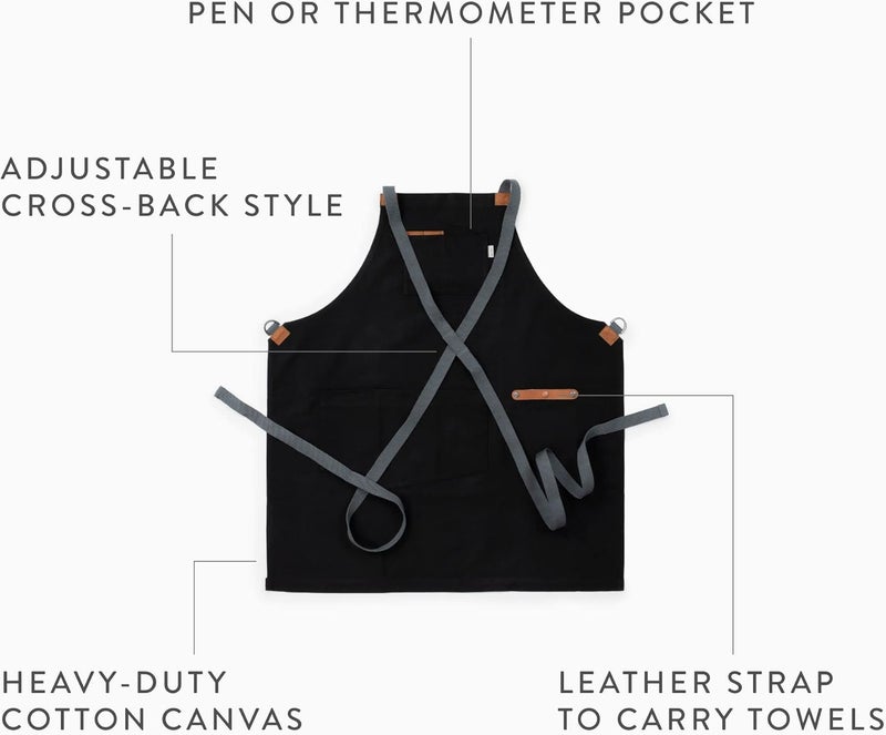 BareBones Chef Grilling Apron - Heavy-Duty Cotton Canvas with Leather Details - Image 2
