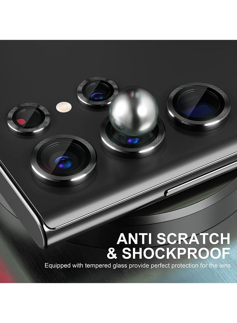 Wtech Samsung Galaxy S25 Ultra 2025 Premium Alloy Ring Camera Lens Tempered Glass Protector Shield - Black - Image 5