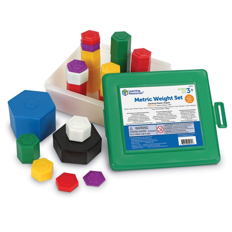 Learning Resources Metric Weight Set Set of 58 Weights 1g 5g 10g 20g 100g 500g 1000g - Image 4
