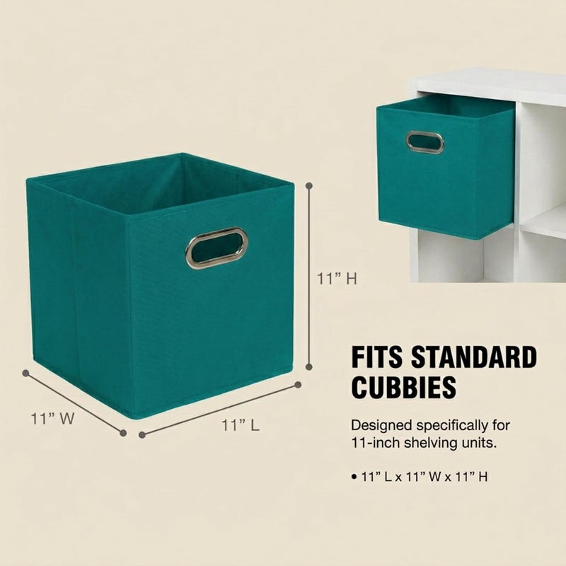 Household Essentials 83-1 Foldable Fabric Storage Bins | Set of 6 Cubby Cubes with Handles | Aqua - Image 4