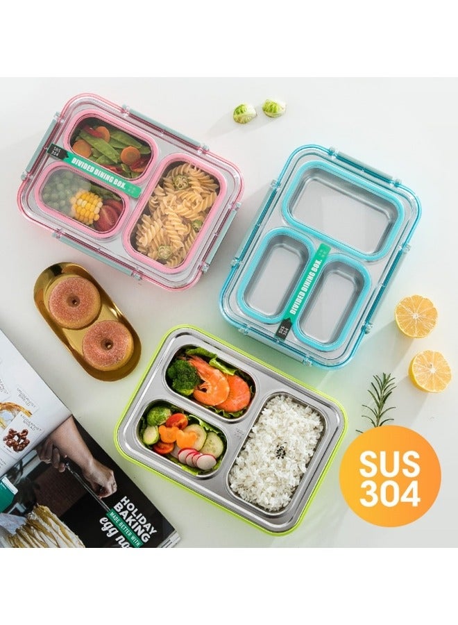 GGEROU Stainless Steel Bento Lunch Box for Kids and Adults Leakproof Food Containers with 3 Compartments Reusable Airtight Lunch Container for School Office, Pink 1.2L - Image 3
