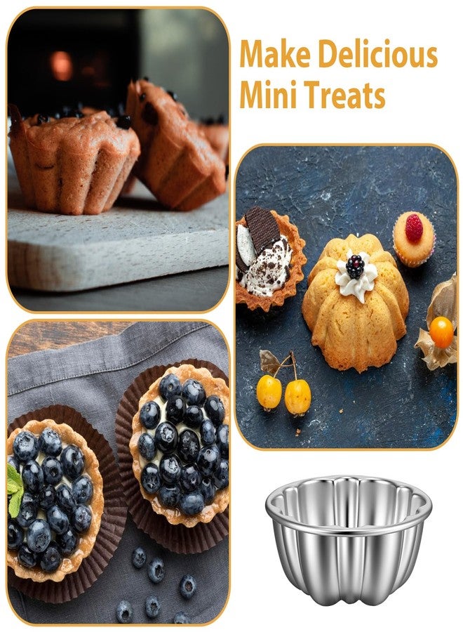 ADLABLD 12Pcs Mini Flan Molds Pan, Carbon Steel Mini Flan Molds Pans, Fluted Cake Pan Nonstick, Cake Pans Reusable Tube Oven Baking Mold for Cupcake, Bread, Bavarois, Brownie - Image 3