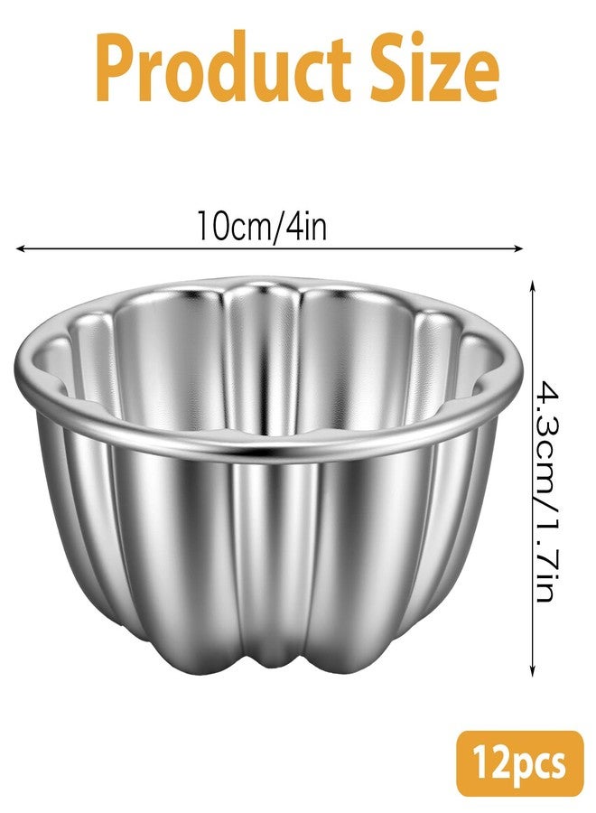ADLABLD 12Pcs Mini Flan Molds Pan, Carbon Steel Mini Flan Molds Pans, Fluted Cake Pan Nonstick, Cake Pans Reusable Tube Oven Baking Mold for Cupcake, Bread, Bavarois, Brownie - Image 2