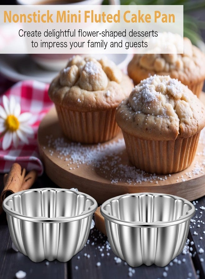 ADLABLD 12Pcs Mini Flan Molds Pan, Carbon Steel Mini Flan Molds Pans, Fluted Cake Pan Nonstick, Cake Pans Reusable Tube Oven Baking Mold for Cupcake, Bread, Bavarois, Brownie - Image 5