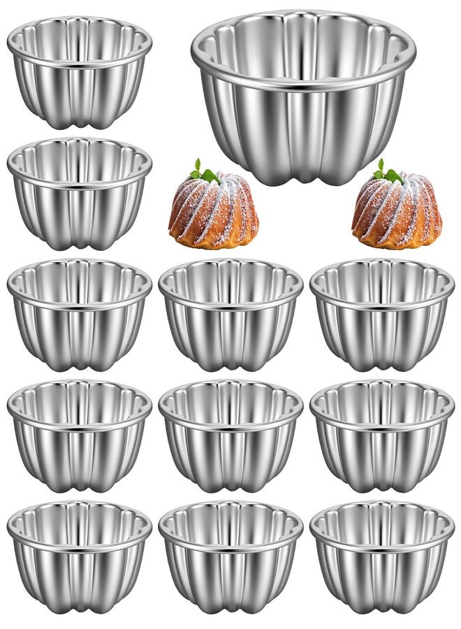 ADLABLD 12Pcs Mini Flan Molds Pan, Carbon Steel Mini Flan Molds Pans, Fluted Cake Pan Nonstick, Cake Pans Reusable Tube Oven Baking Mold for Cupcake, Bread, Bavarois, Brownie - Image 1