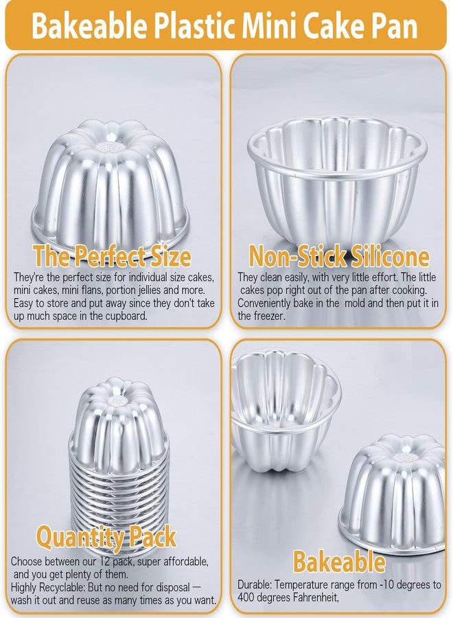 ADLABLD 12Pcs Mini Flan Molds Pan, Carbon Steel Mini Flan Molds Pans, Fluted Cake Pan Nonstick, Cake Pans Reusable Tube Oven Baking Mold for Cupcake, Bread, Bavarois, Brownie - Image 4