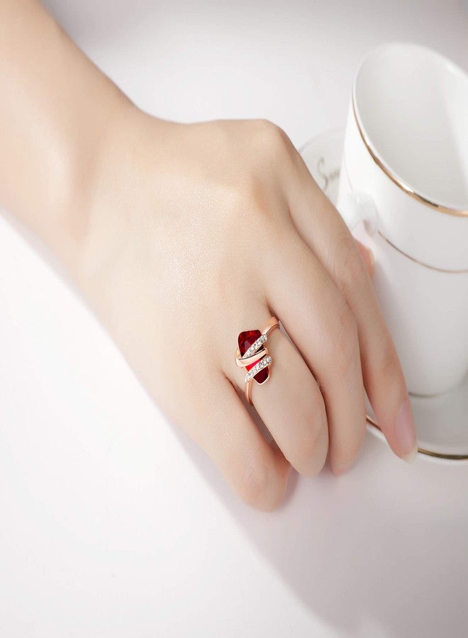 Leafael Wish Stone Women's Adjustable Crystal Open Ring (Ruby Red Magma Rose Gold Plated) Gifts for Women January July Birthstone Jewelry, Size 6.5-8 - Image 3
