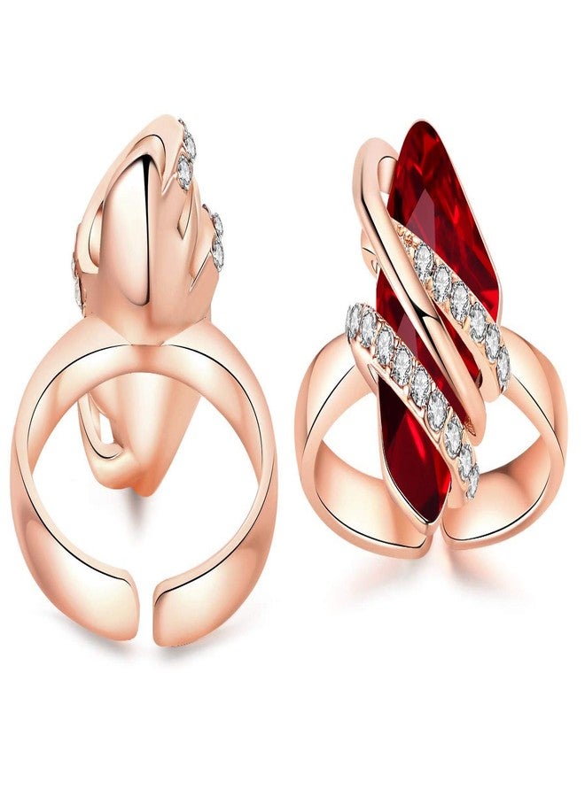 Leafael Wish Stone Women's Adjustable Crystal Open Ring (Ruby Red Magma Rose Gold Plated) Gifts for Women January July Birthstone Jewelry, Size 6.5-8 - Image 2