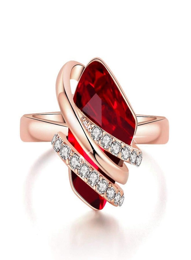 Leafael Wish Stone Women's Adjustable Crystal Open Ring (Ruby Red Magma Rose Gold Plated) Gifts for Women January July Birthstone Jewelry, Size 6.5-8 - Image 1