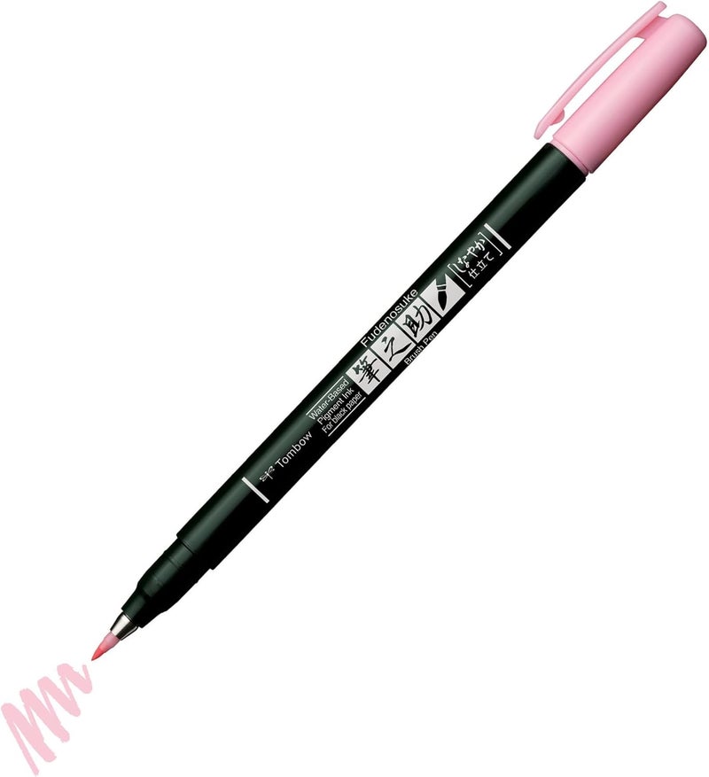 Tombow Brush Pen Fudenosuke pastel for black paper soft pink - Image 1