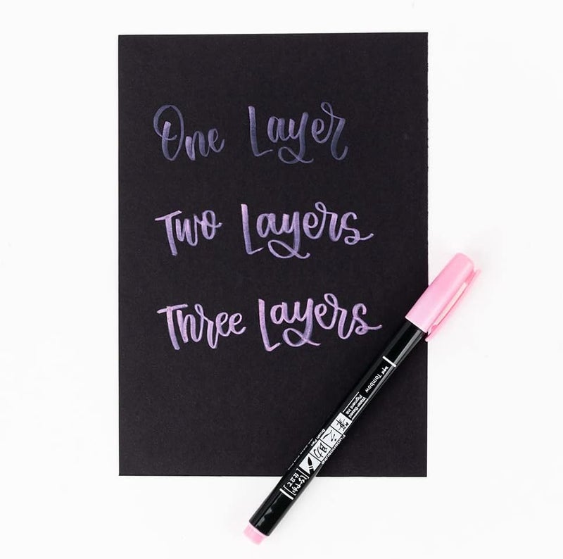Tombow Brush Pen Fudenosuke pastel for black paper soft pink - Image 3