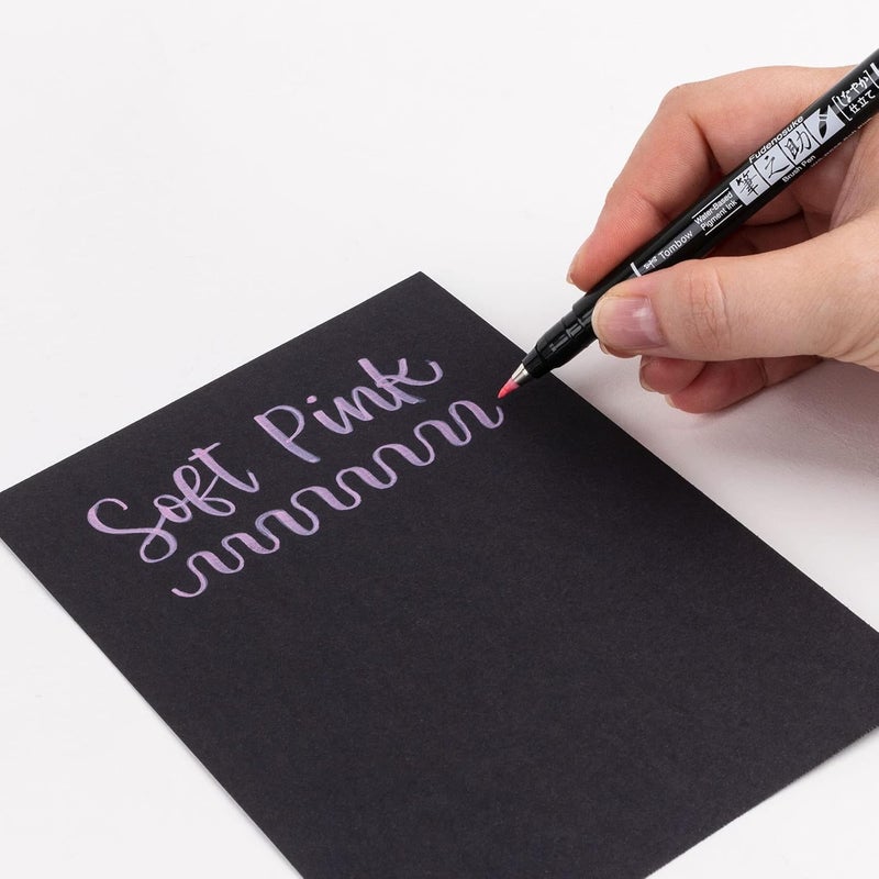 Tombow Brush Pen Fudenosuke pastel for black paper soft pink - Image 2