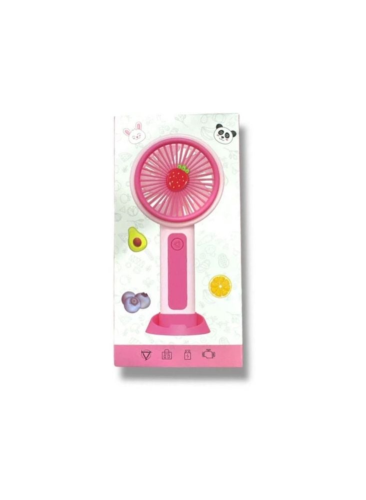 Strawberry Mini Handheld Fan – Portable USB Rechargeable Fan for Kids