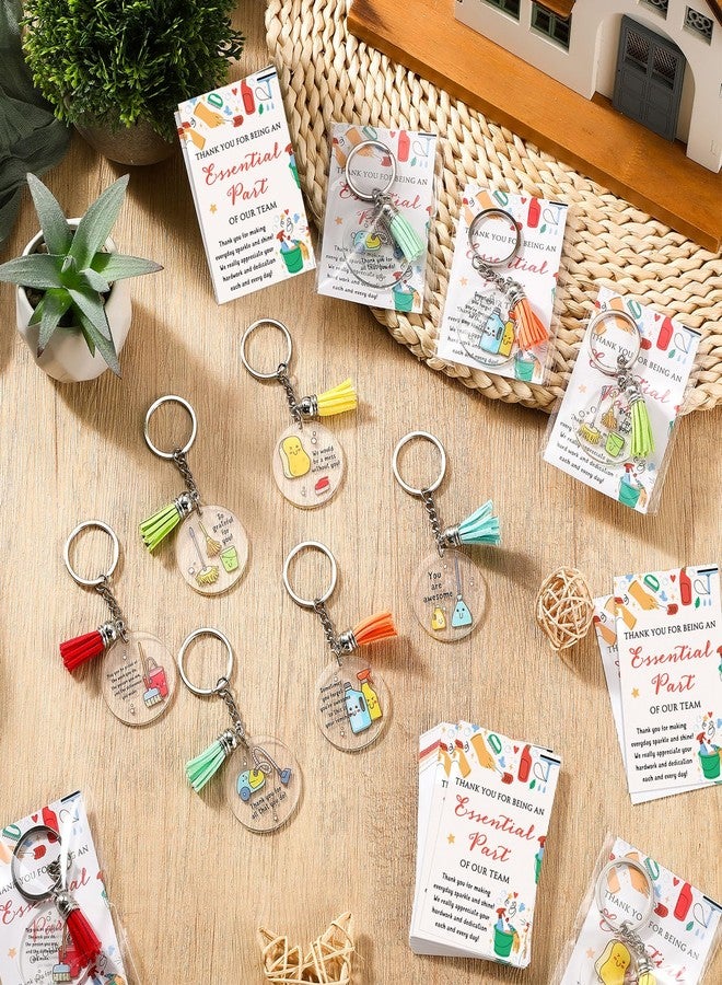 Equsion 36 Sets Christmas Housekeeping Gift Bulk Inspirational Housekeeper Appreciation Cleaning Keychain for Cleaner Employee - Image 4
