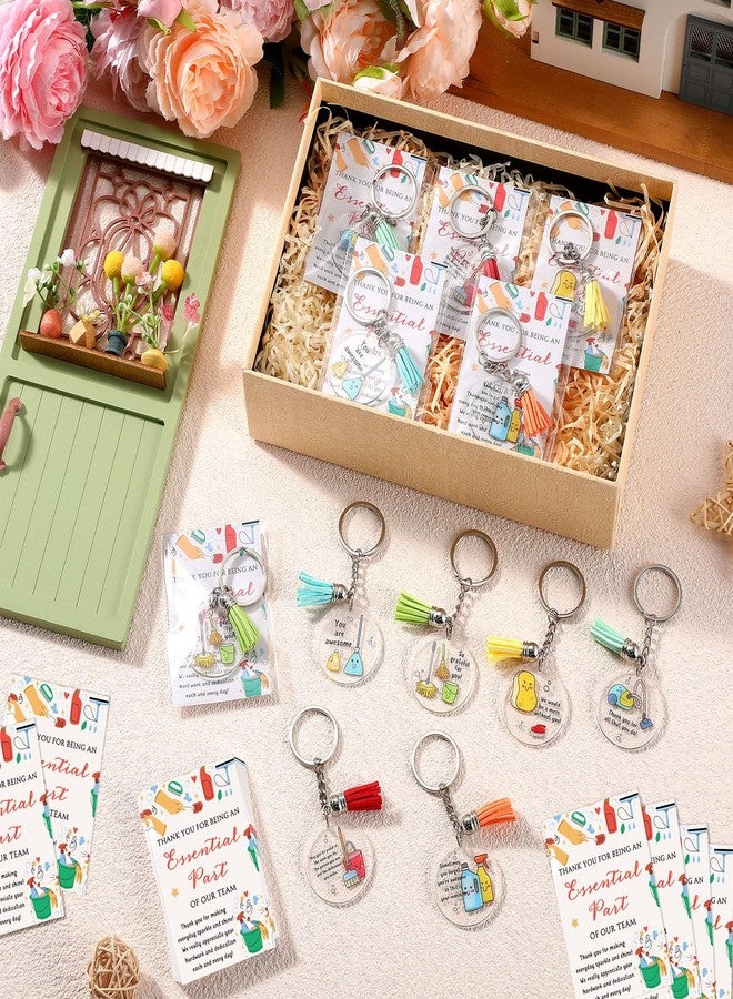 Equsion 36 Sets Christmas Housekeeping Gift Bulk Inspirational Housekeeper Appreciation Cleaning Keychain for Cleaner Employee - Image 5