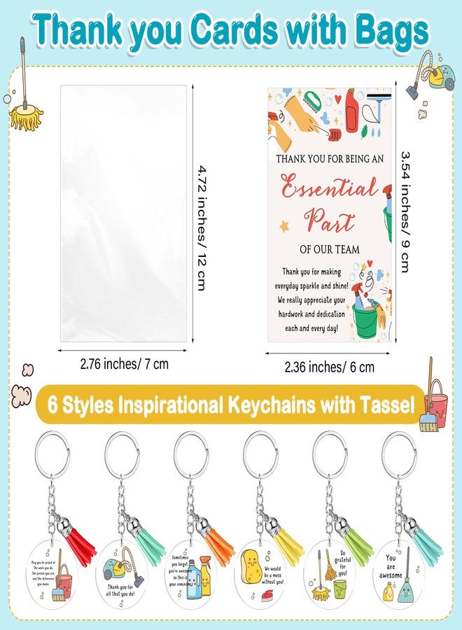 Equsion 36 Sets Christmas Housekeeping Gift Bulk Inspirational Housekeeper Appreciation Cleaning Keychain for Cleaner Employee - Image 3