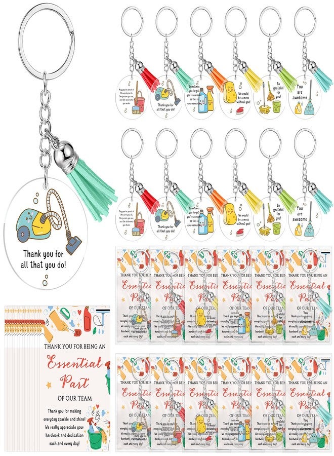 Equsion 36 Sets Christmas Housekeeping Gift Bulk Inspirational Housekeeper Appreciation Cleaning Keychain for Cleaner Employee - Image 1