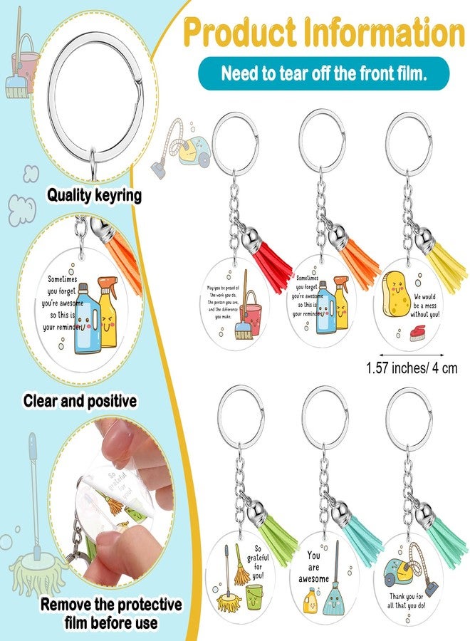 Equsion 36 Sets Christmas Housekeeping Gift Bulk Inspirational Housekeeper Appreciation Cleaning Keychain for Cleaner Employee - Image 2