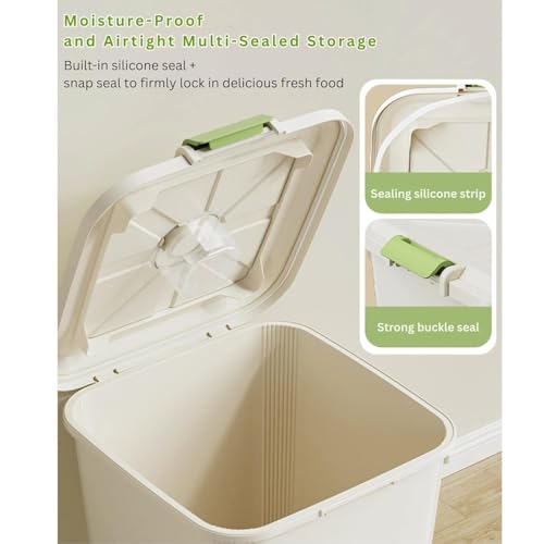 Ash  Roh Ash & Roh Large Plastic Storage Bin with Lid and Wheels, Airtight Rolling Container for Pet Food, Grains, Toys, and Pantry Items (6KG - Small) - Image 3