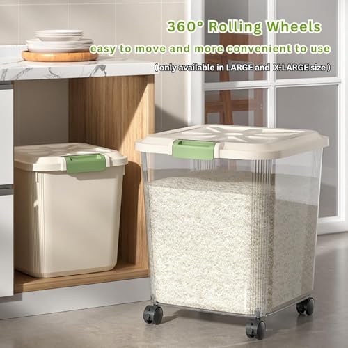 Ash  Roh Ash & Roh Large Plastic Storage Bin with Lid and Wheels, Airtight Rolling Container for Pet Food, Grains, Toys, and Pantry Items (6KG - Small) - Image 5