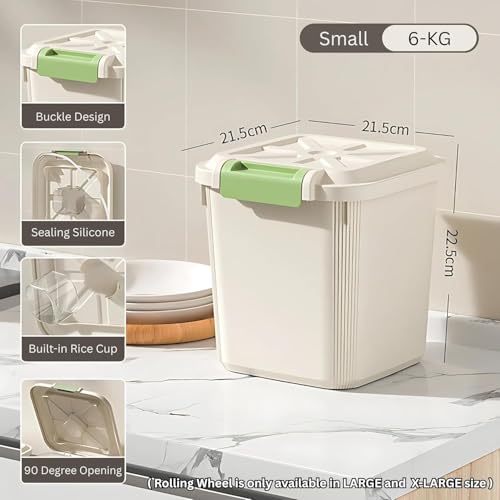 Ash  Roh Ash & Roh Large Plastic Storage Bin with Lid and Wheels, Airtight Rolling Container for Pet Food, Grains, Toys, and Pantry Items (6KG - Small) - Image 2