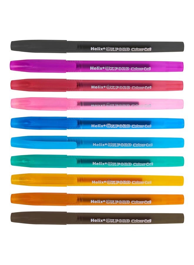 Helix Oxford Colour Gel Pens (x10 Pack Assorted Colours) with Plastic Free Packaging, 10 Count (Pack of 1) - Image 3