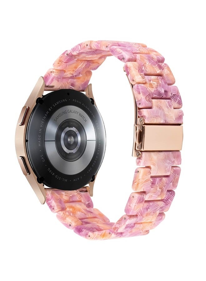DEALELE Bands Compatible with Samsung Galaxy Watch 6/6 Classic / 5/5 Pro/Galaxy Watch 4/4 Classic / 3 41mm / Active 2, 20mm Colorful Resin Replacement Strap for Women Men(Colorful pink) - Image 2