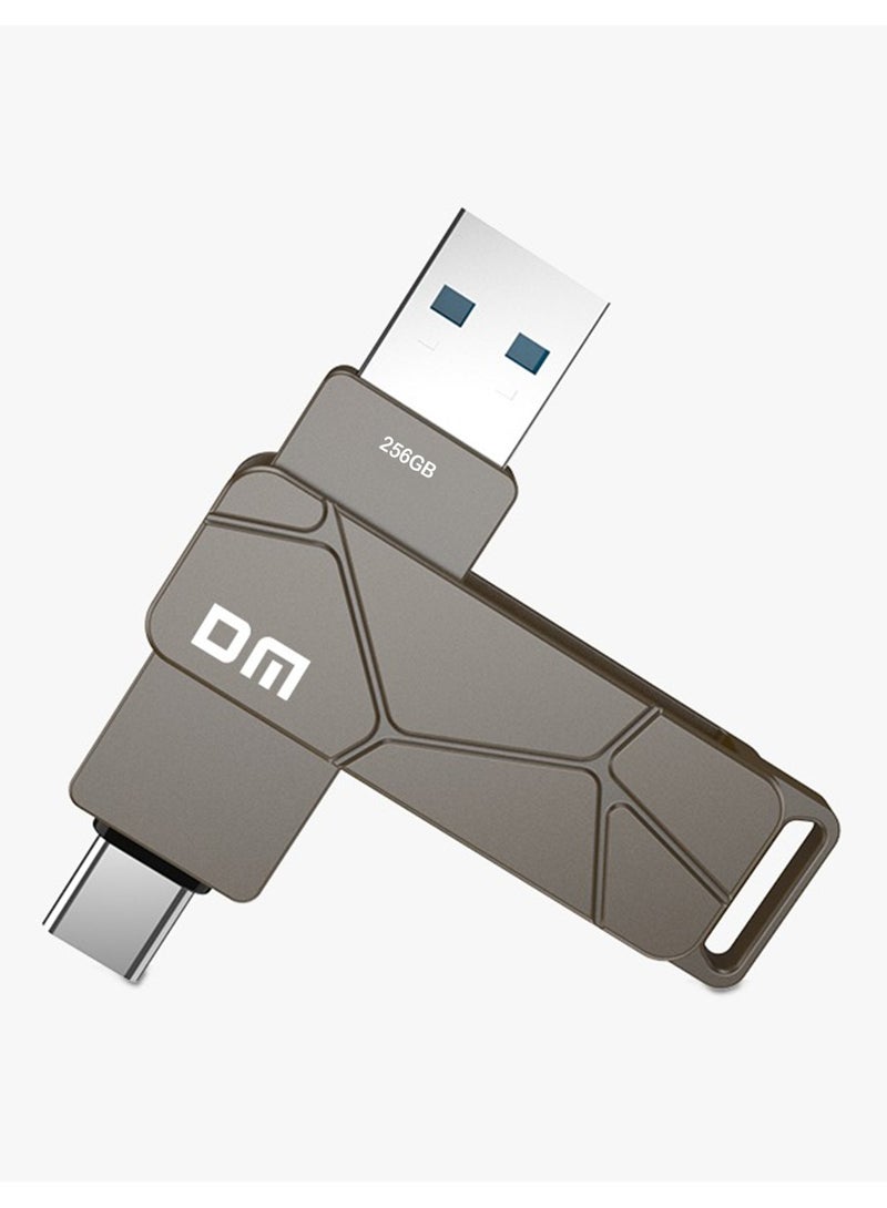 DM 256GB Type-C Flash Drive, 2-in-1 OTG USB 3.2 Dual-Port Memory Stick, High-Speed 100 MBPS Transfer, Metal Body for Durability, Keychain Included, Ideal for Android, iOS, Laptops & Tablets - Image 1